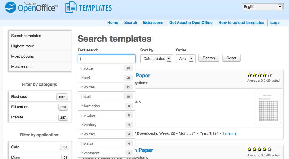 Apache OpenOffice Templates Search